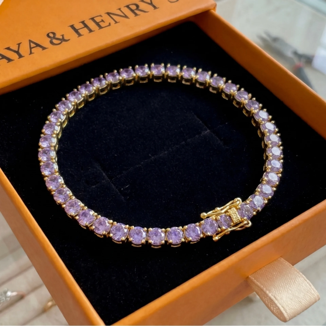 Pulsera Tennis de Amatista | Oro Blanco