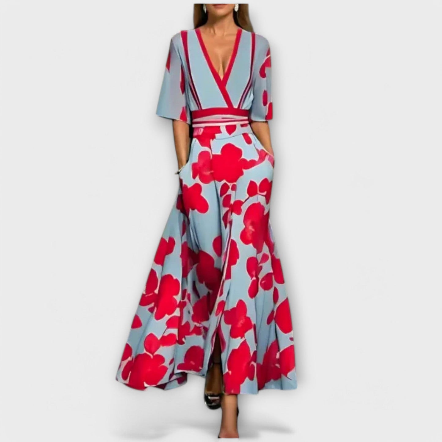 Elise - Elegante vestido de corte recto con estampado floral