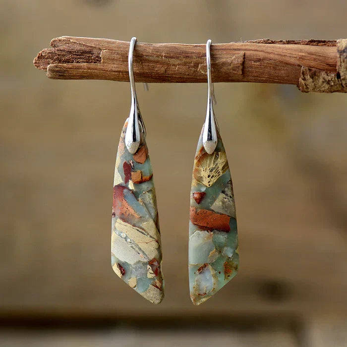 Aretes de Piedra Natural Antiguos | Oro
