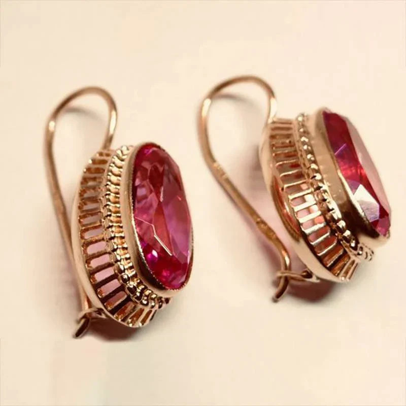 Aretes de Piedra Negra Estilo Vintage | Oro