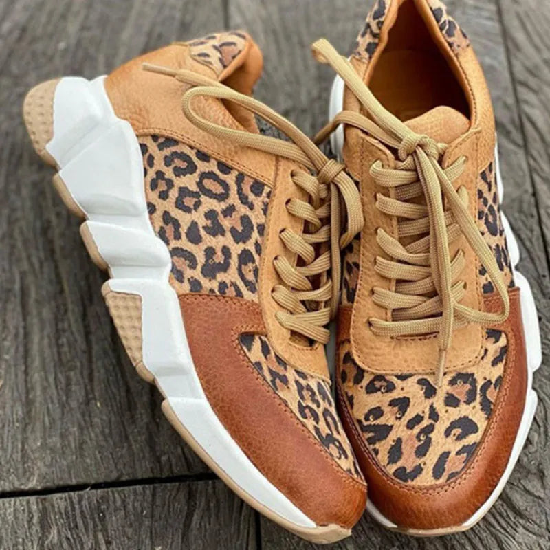 Crissa – Zapatillas cómodas con estampado leopardo