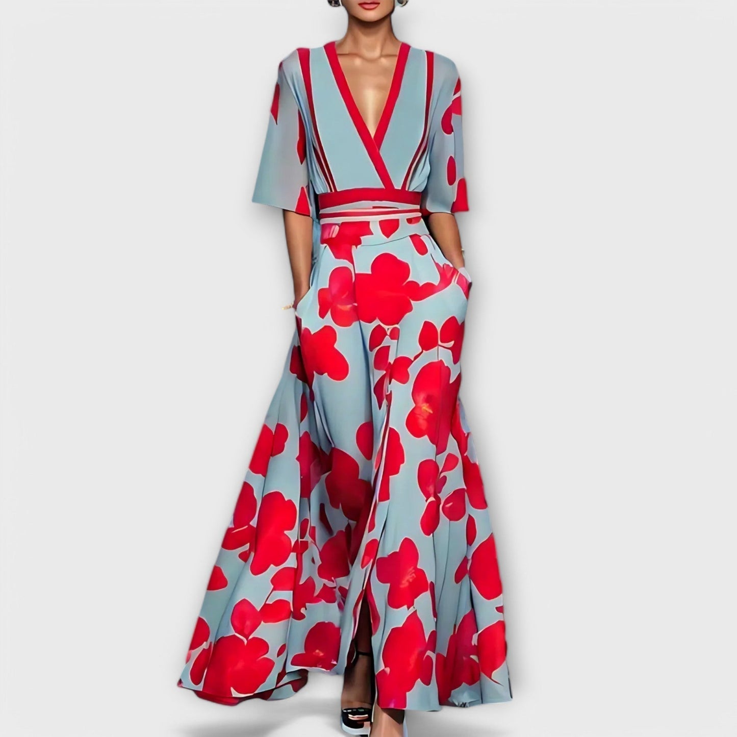 Elise - Elegante vestido de corte recto con estampado floral