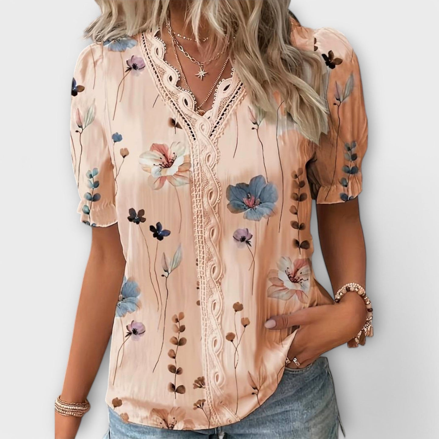 Emily - Blusa de moda con escote en V
