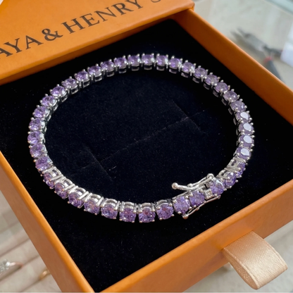 Pulsera Tennis de Amatista | Oro Blanco