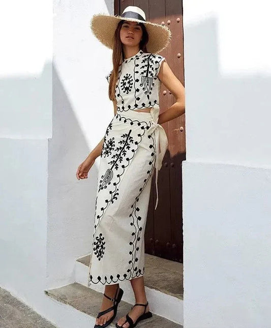 Violeta | Conjunto fluido de top y falda larga