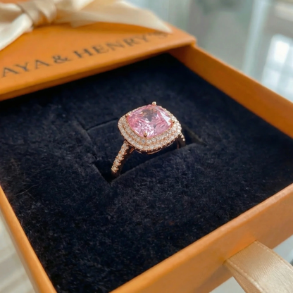 Anillo de Zafiro Rosa Corte Cushion | Oro