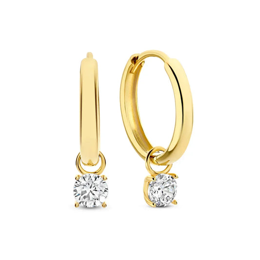 Larmes de Lune Aretes de Argolla con Piedra | Oro