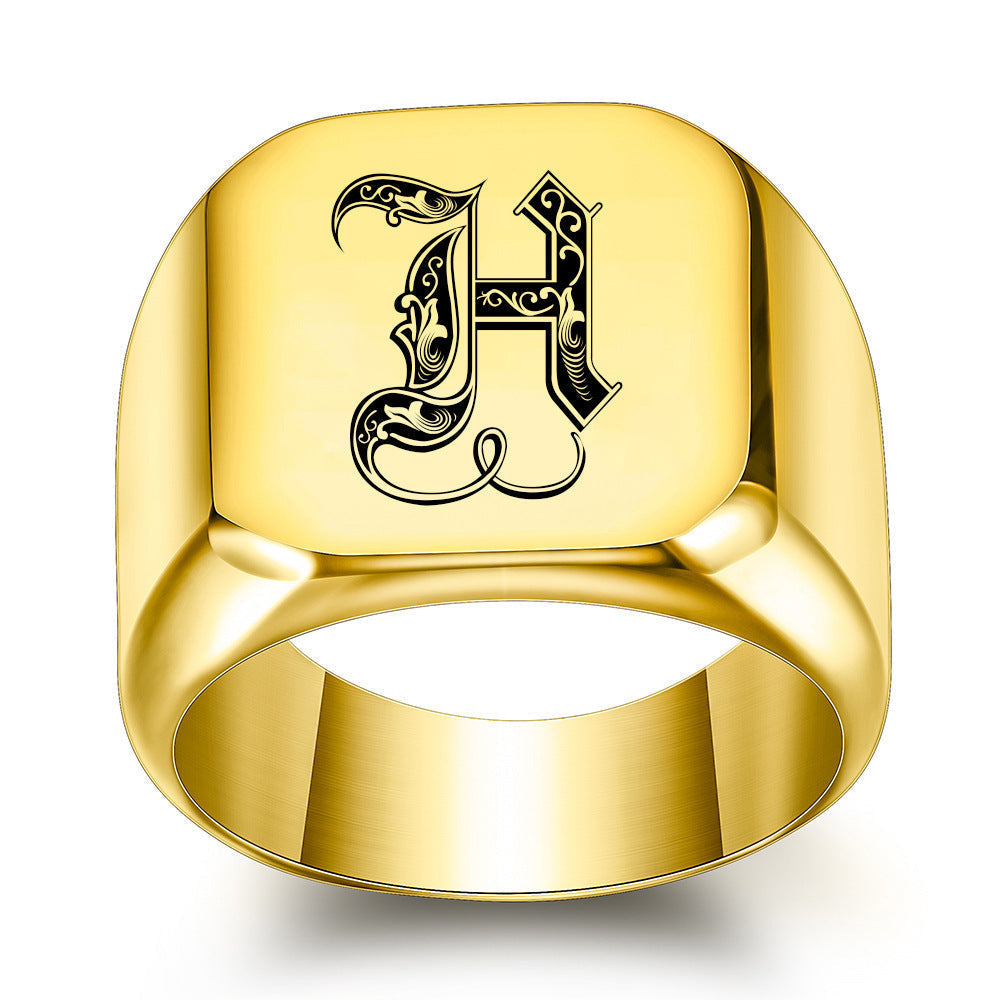 Anillo Clásico con Inicial Noble | Oro