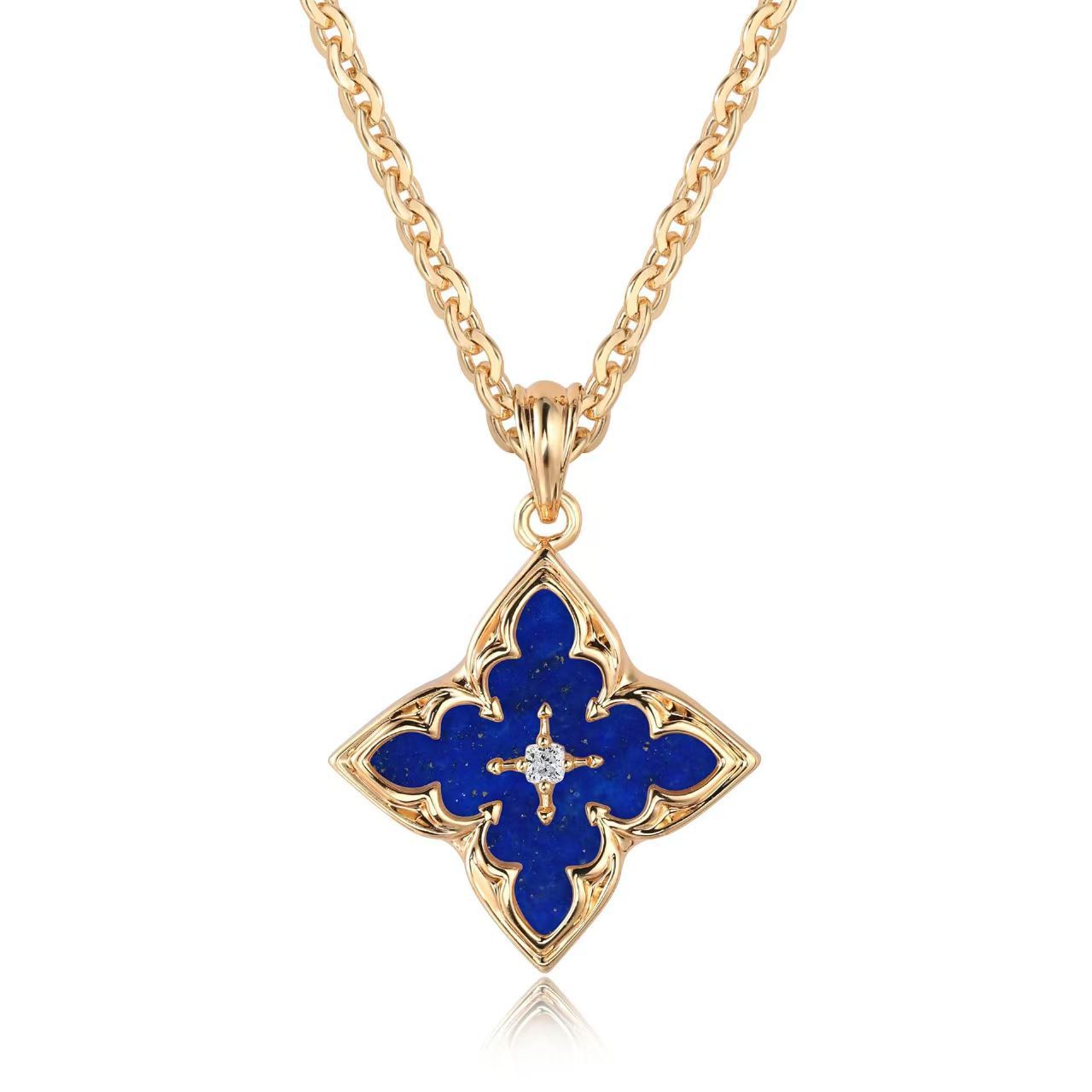 Collar con Dije de Trébol Blanco | Oro