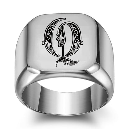 Anillo Clásico con Inicial Noble | Oro Blanco