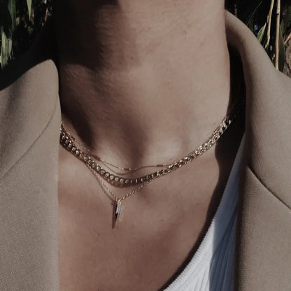 Collar de Cadena Curb de Eslabones Planos | Oro Blanco