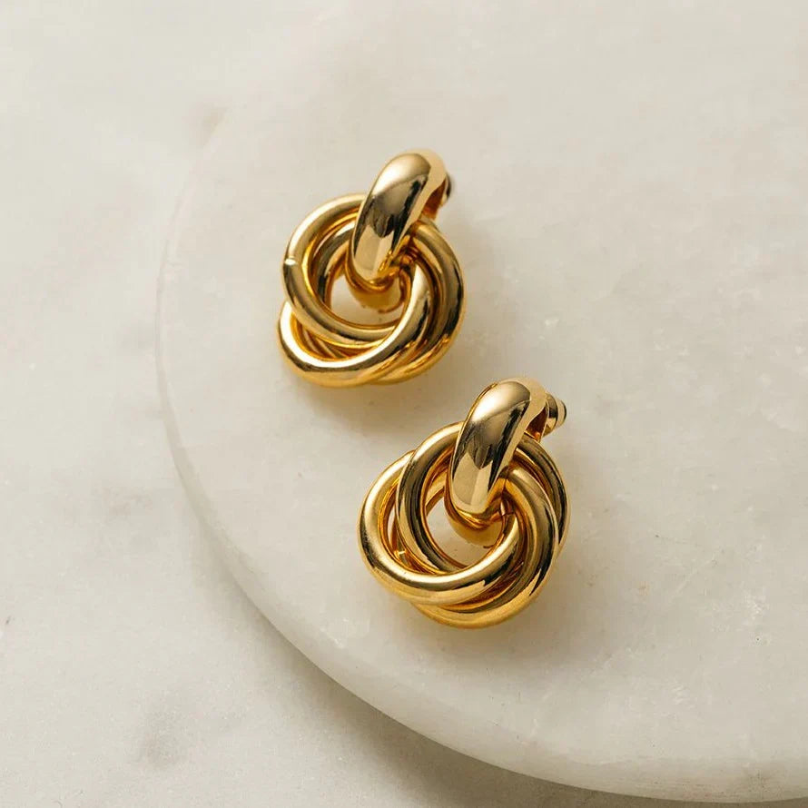 Aretes Statement Entrelazados | Oro Blanco