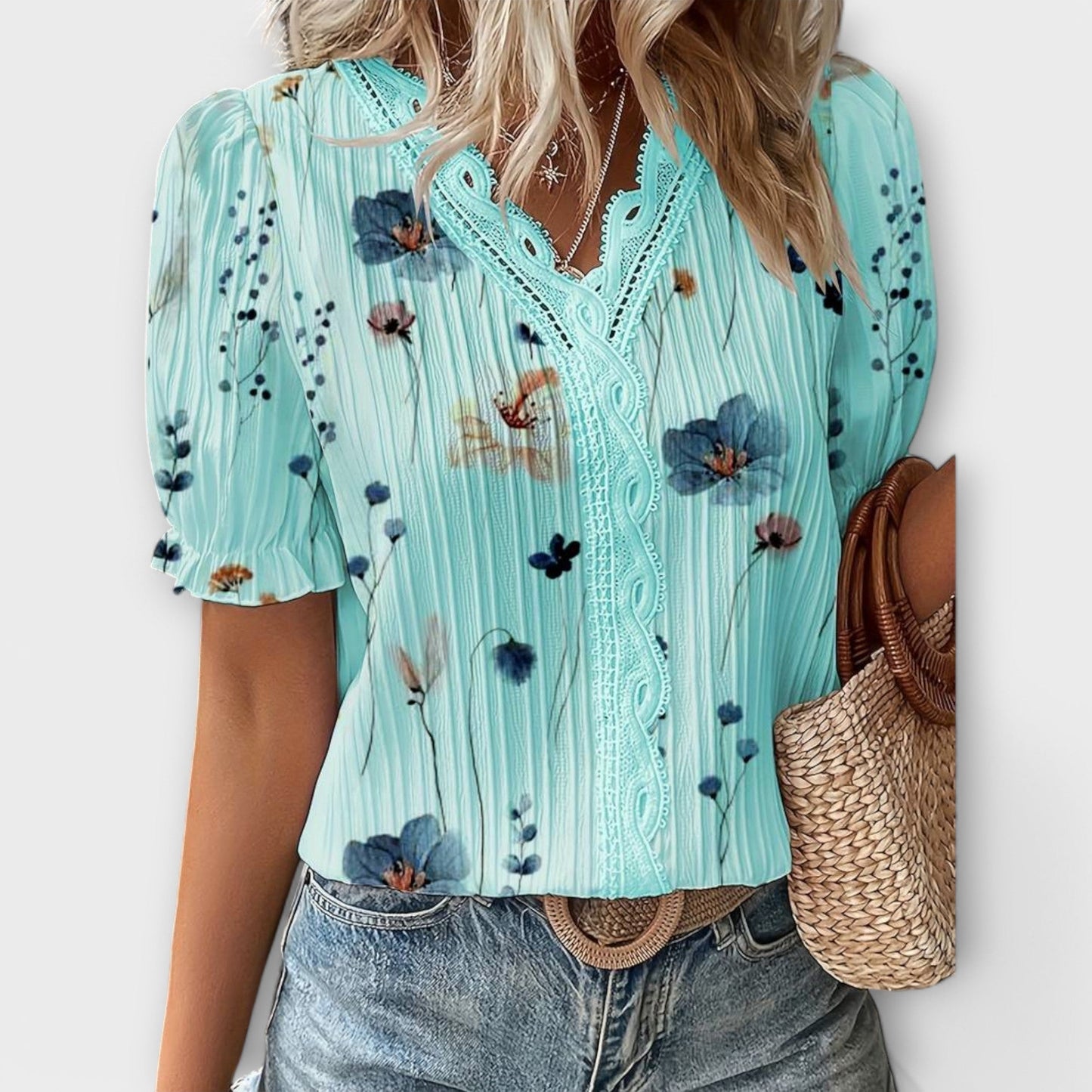 Emily - Blusa de moda con escote en V