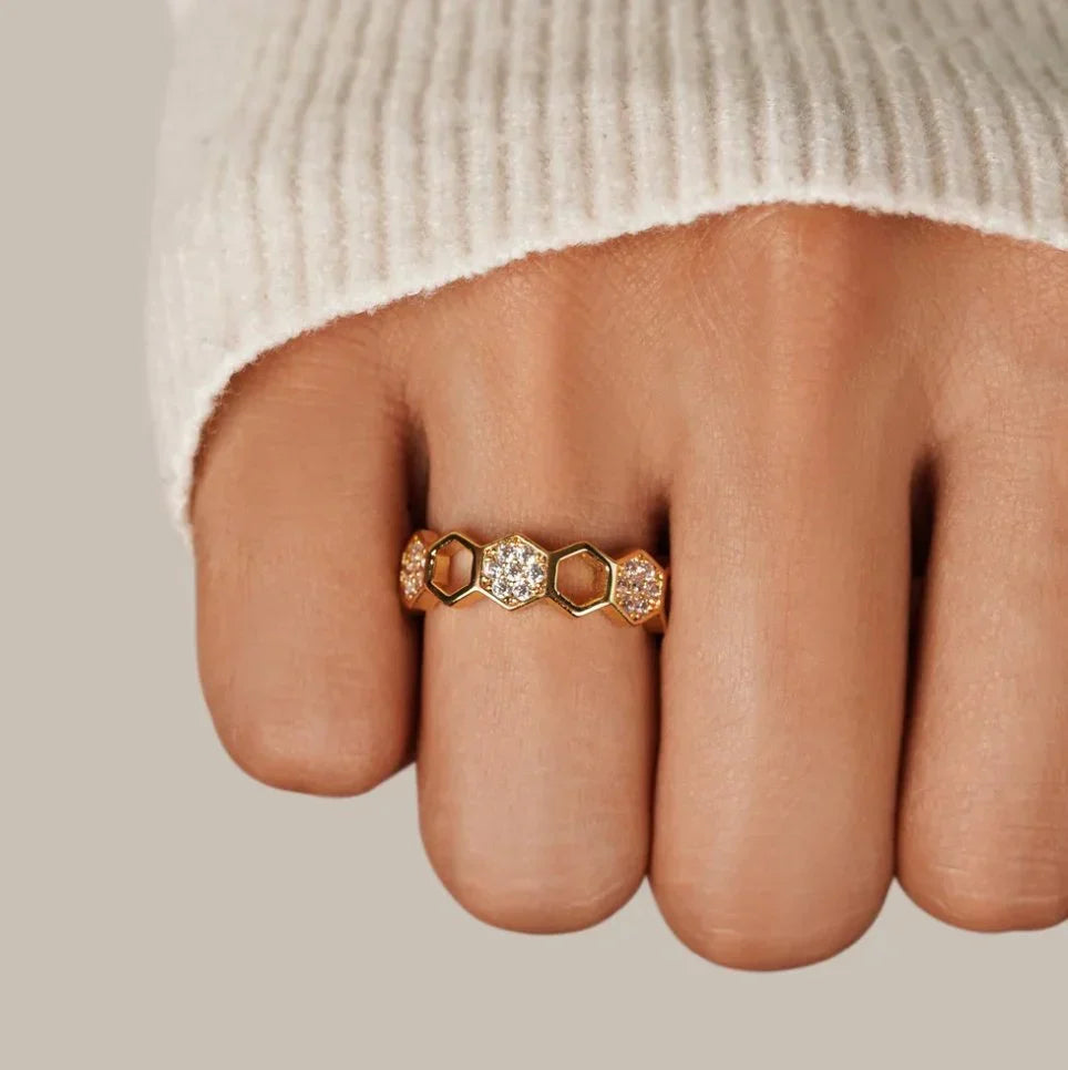 Anillo Panal de Cristal | Oro