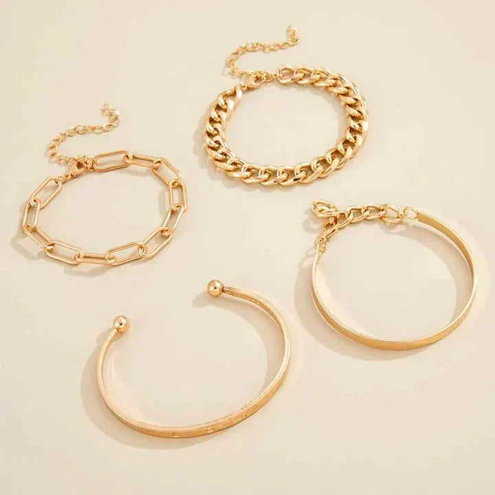 Elan Mercer Set de Pulseras | Oro Blanco